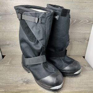 SnowGear Boots Men Size 10 Black Fleece Lined Winter Studded Overboots Ice Cleat